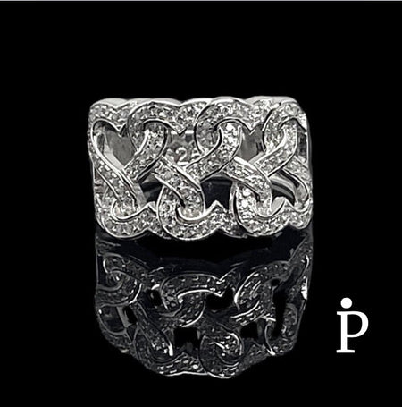 Anillo De Plata De Ley Promesa Corazones Enredados Circonita Cúbica - JoyeriaParis