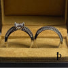 Anillos De Plata De Ley Conjunto Bodas Zafiro & Blanco de Corte Princesa - JoyeriaParis