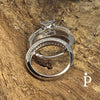 Anillos De Plata De Ley Conjunto Bodas Zafiro & Blanco de Corte Princesa - JoyeriaParis