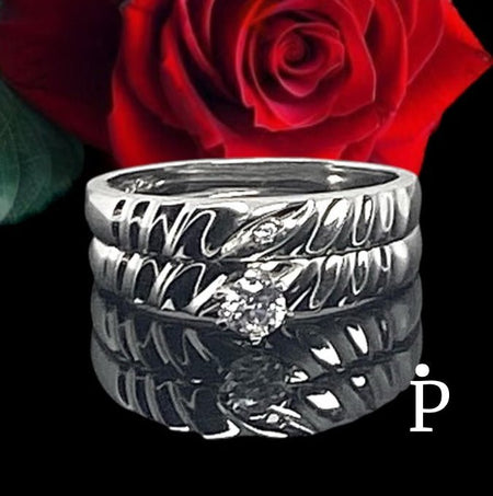 Anillos De Plata De Ley CZ Corte redonda - JoyeriaParis