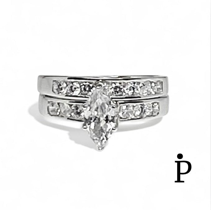 Anillos De Plata De Ley de Compromiso y Boda Solitario CZ - JoyeriaParis