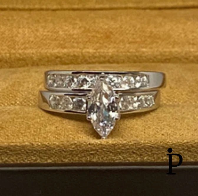 Anillos De Plata De Ley de Compromiso y Boda Solitario CZ - JoyeriaParis