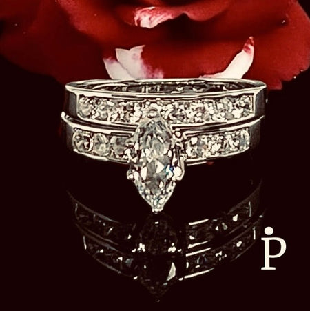 Anillos De Plata De Ley de Compromiso y Boda Solitario CZ - JoyeriaParis