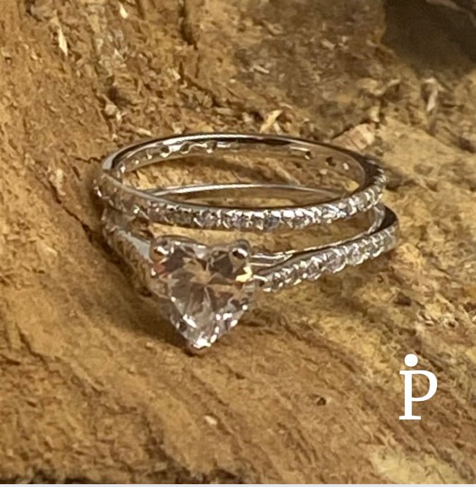 Anillos De Plata De Ley solitario de circonita cúbica - JoyeriaParis