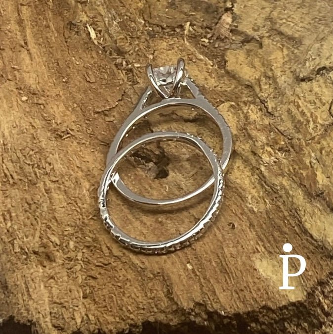 Anillos De Plata De Ley solitario de circonita cúbica - JoyeriaParis