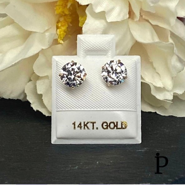 (AO - 10) 14K Aretes Oro Amarillo ZC Redonda. - JoyeriaParis