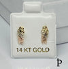 (AO - 100) 14K Aretes Oro Amarillo Tres Tonos San Judas Tadeo - JoyeriaParis