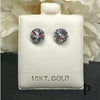 (AO - 27) 10K Aretes Oro ZC Multicolor Siliconia Push - back - JoyeriaParis
