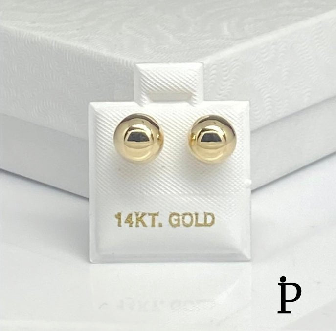 (AO - 39) 14K Aretes Oro Amarillo,6MM - JoyeriaParis