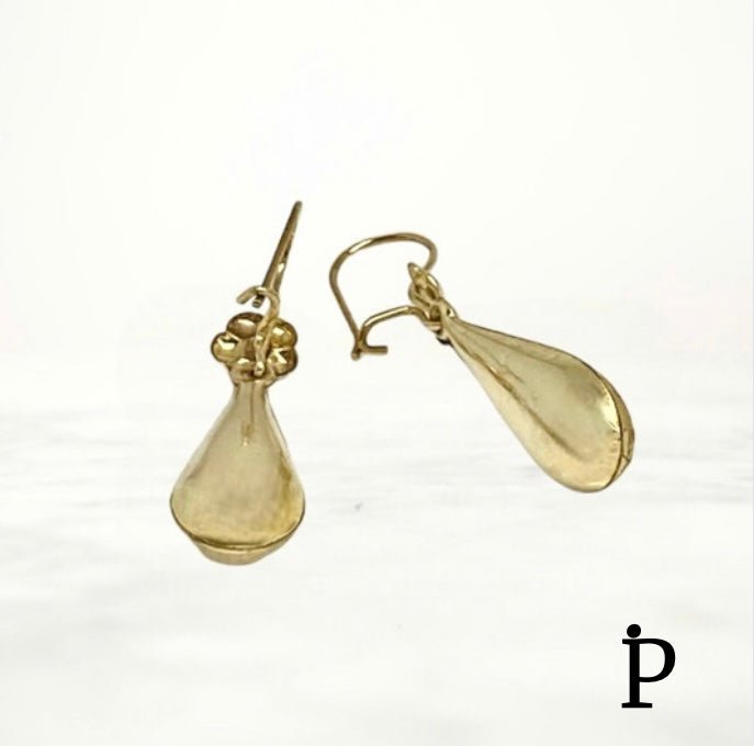 (AO - 46) 14K Elegantes Aretes Colgantes de Oro Amarillo . - JoyeriaParis