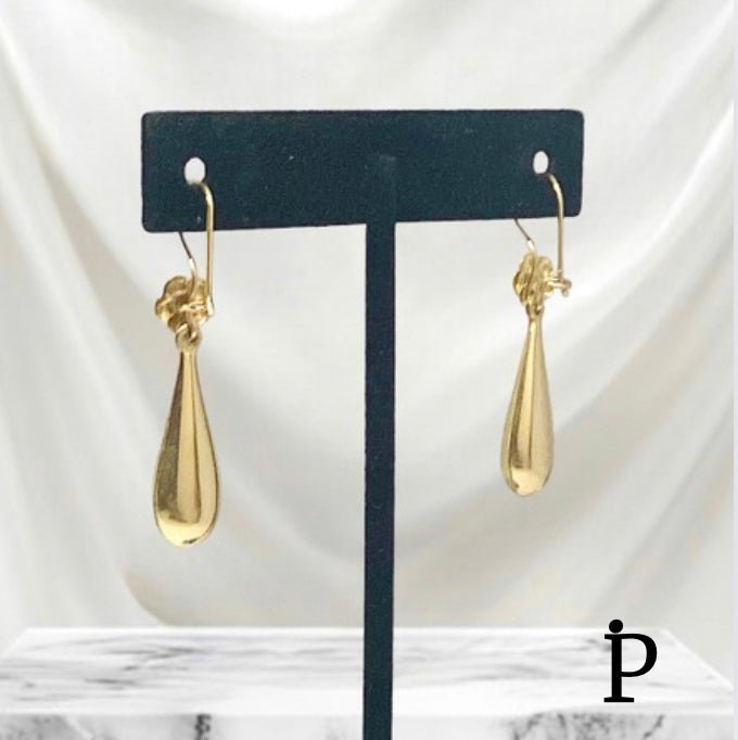 (AO - 46) 14K Elegantes Aretes Colgantes de Oro Amarillo . - JoyeriaParis