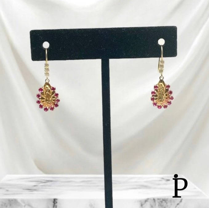 (AO - 47) 14K Aretes Virgen de Guadalupe - JoyeriaParis