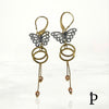 (AO - 48) 14K Oro Aretes Largos en Tri - Colores. - JoyeriaParis