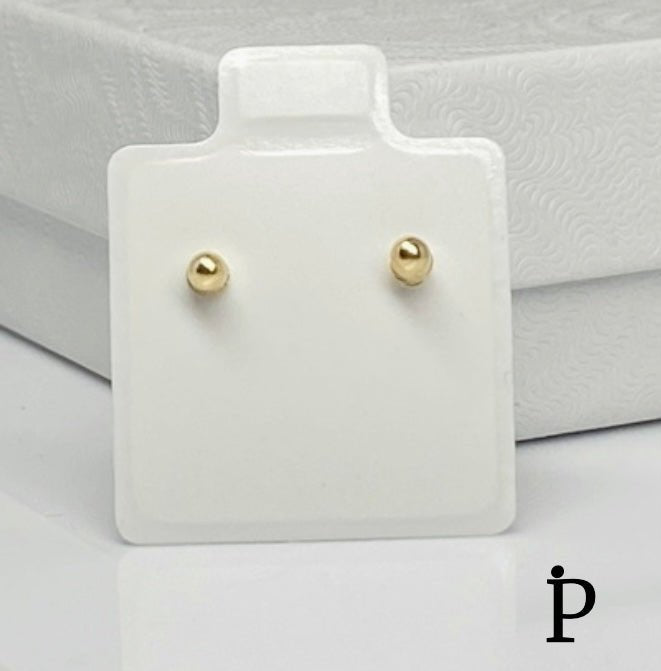 (AO - 70)14K Aretes Oro Amarillo Corazón ZC Blanca - JoyeriaParis