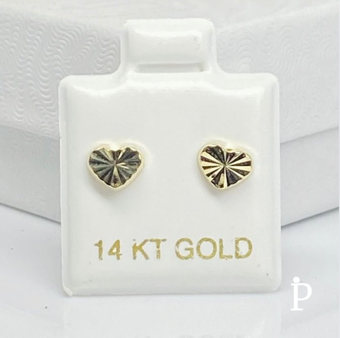 (AO - 73) 14K Aretes Oro Amarillo Corazon - JoyeriaParis