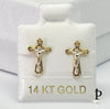 (AO - 85) 14K Aretes Oro Amarillo Jesus Cristo - JoyeriaParis