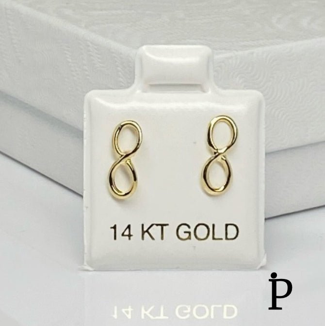 (AO - 96) 14K Aretes Oro Amarillo Infinito - JoyeriaParis