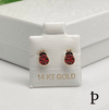 (AO - 99) 14K Aretes Oro Amarillo Mariquita - JoyeriaParis