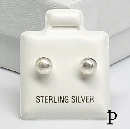 (AP - 09) .925 Plata Aretes Bola - JoyeriaParis