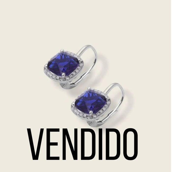 (AP - 16) .925 Plata Aretes con ZC color Azul Zafiro, mide 19 mm de largo aprox. - JoyeriaParis