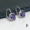 (AP - 19) .925 Plata Aretes CZ Color Purpura - JoyeriaParis