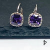 (AP - 19) .925 Plata Aretes CZ Color Purpura - JoyeriaParis