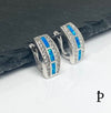 (AP - 22) .925 Plata Aretes Ópalo Azul - JoyeriaParis