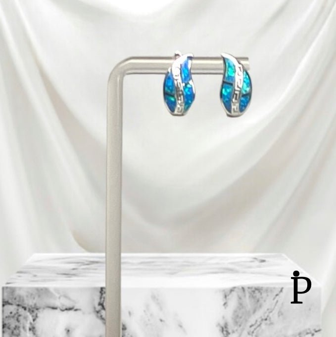 (AP - 25) .925 Plata Aretes Opalo - JoyeriaParis