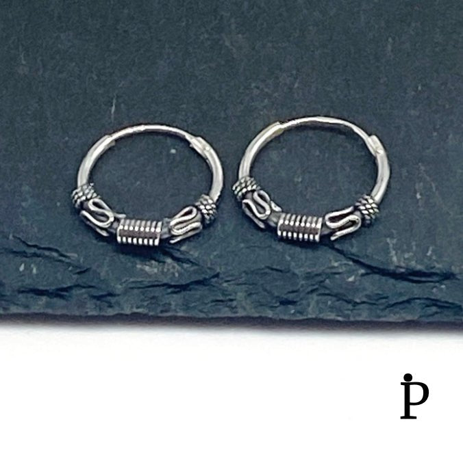 (AP - 31) .925 Plata Aretes Arracadas Bali - JoyeriaParis