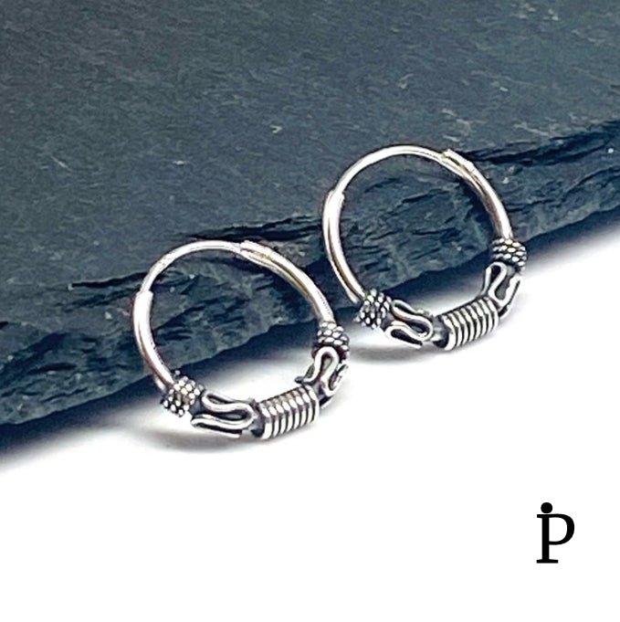 (AP - 31) .925 Plata Aretes Arracadas Bali - JoyeriaParis