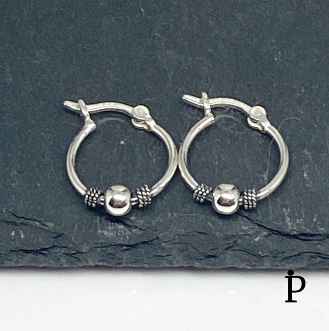 (AP - 36) .925 Plata Aretes Arracadas Bali - JoyeriaParis