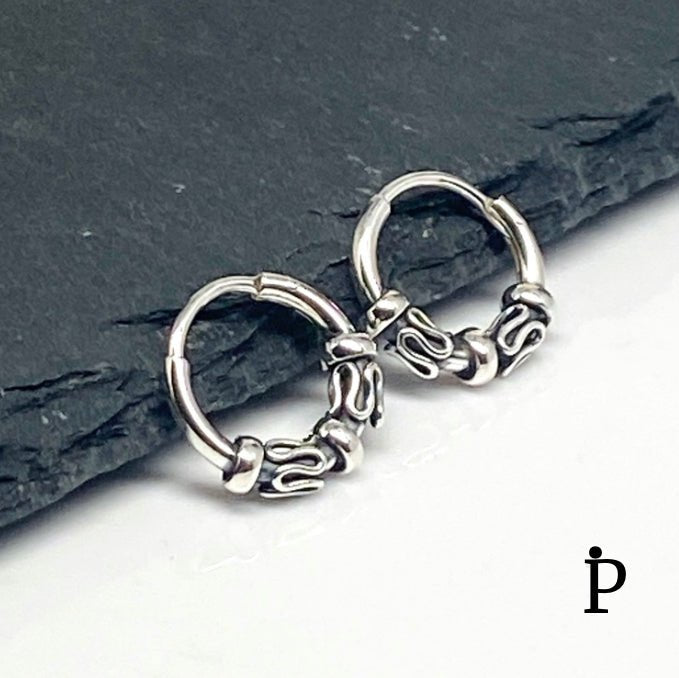 (AP - 38) .925 Plata Aretes Arracadas Bali - JoyeriaParis