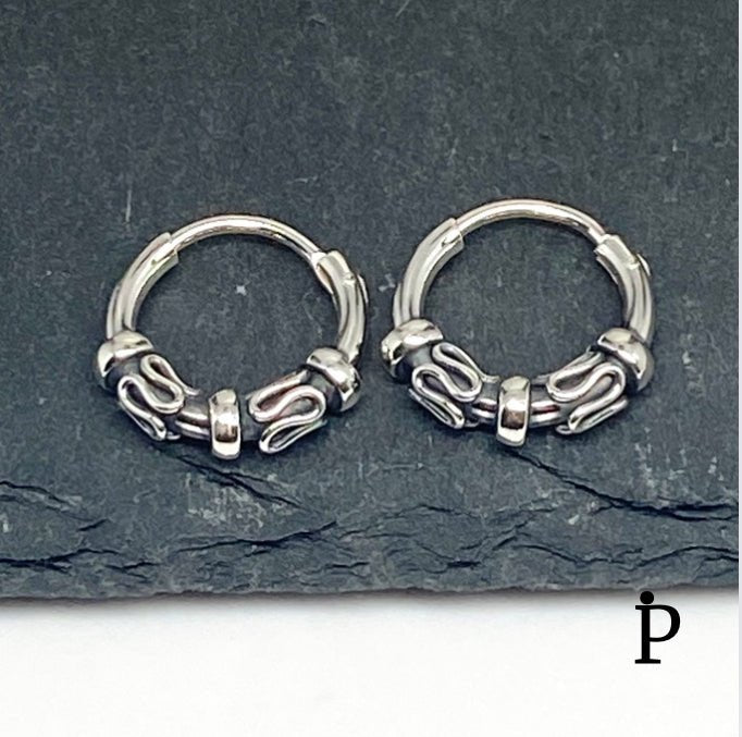 (AP - 38) .925 Plata Aretes Arracadas Bali - JoyeriaParis