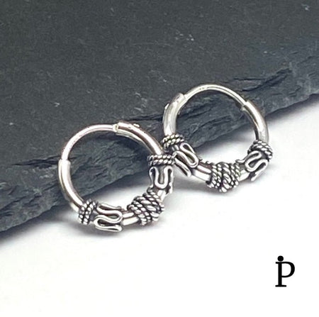 (AP - 42) .925 Plata Aretes Arracadas Bali - JoyeriaParis