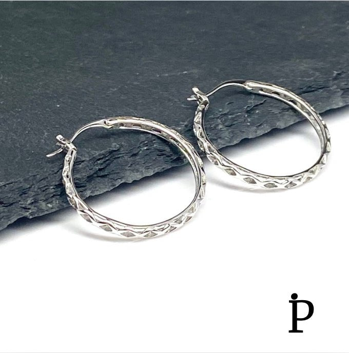 (AP - 50) .925 Plata Aretes Arracadas - JoyeriaParis