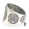 (APH - 03).925 Plata Anillo Calendario Azteca - JoyeriaParis