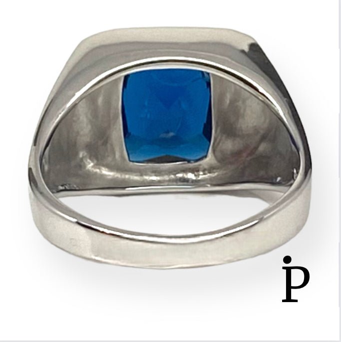 (APH - 06) .925 Plata Anillo PARA HOMBRE con circonia color azul Zafiro. - JoyeriaParis