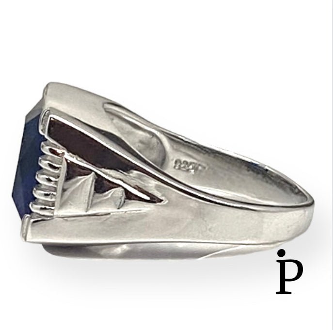 (APH - 06) .925 Plata Anillo PARA HOMBRE con circonia color azul Zafiro. - JoyeriaParis