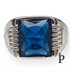 (APH - 06) .925 Plata Anillo PARA HOMBRE con circonia color azul Zafiro. - JoyeriaParis