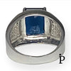 (APH - 07) .925 Plata Anillo PARA HOMBRE con circonia color azul zafiro. - JoyeriaParis