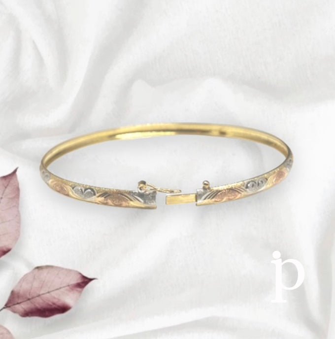 (BZO - 01) 14K Oro amarillo Brazalete con broche - JoyeriaParis