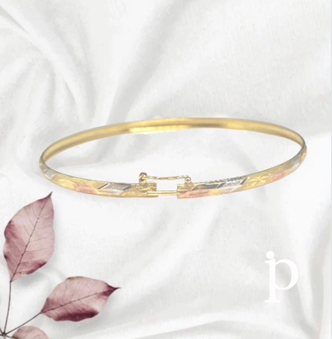 (BZO - 02) 14K Brazalete oro amarillo con broche - JoyeriaParis