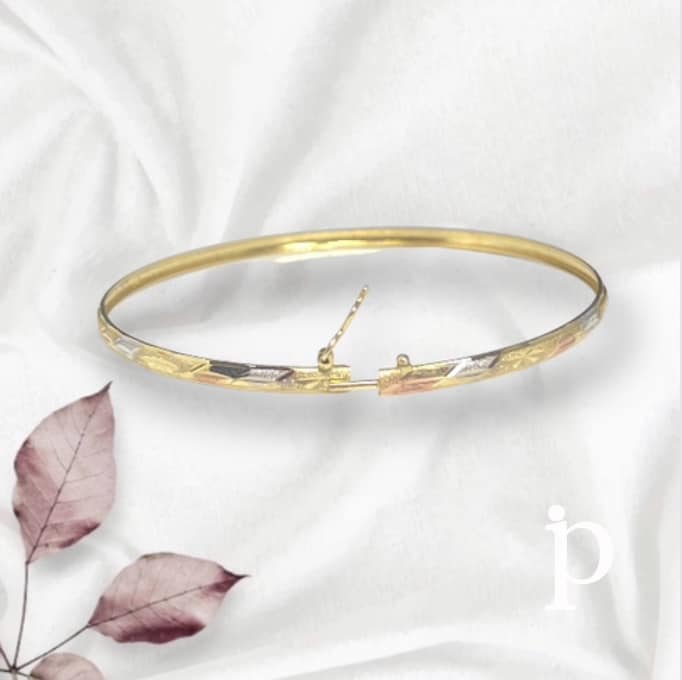 (BZO - 04) 14 K Brazalete oro amarilo con broche - JoyeriaParis