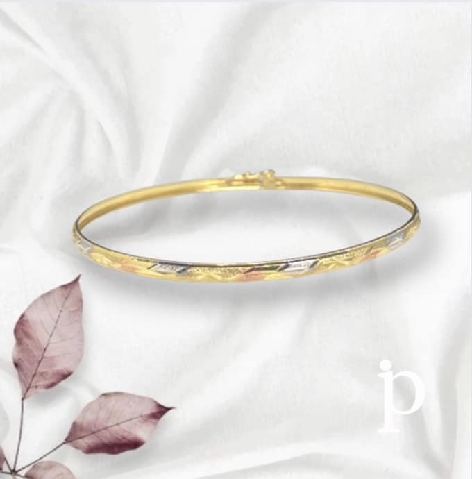 (BZO - 04) 14 K Brazalete oro amarilo con broche - JoyeriaParis