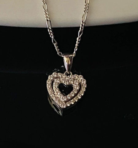 (CCP - 20) .925 Plata Cadena 24” - 2mm Aprox. Con Colgante, Con Doble Corazón. - JoyeriaParis