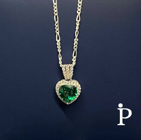 (CCP - 21) .925 Plata Cadena Figaro Corazon 24" - 1.7MM - JoyeriaParis