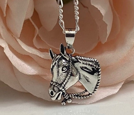 (CCP - 80) .925 Plata cadena con Colgante en forma de caballo. - JoyeriaParis