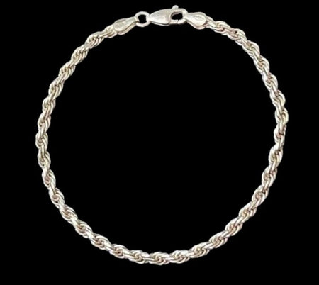 (CEP - 04) .925 Plata Pulsera Estilo Cuerda - JoyeriaParis