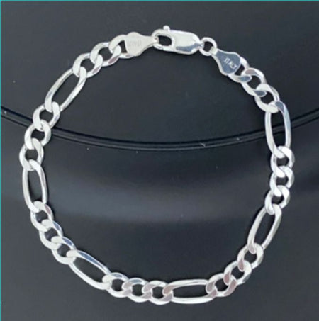 (CEP - 29) .925 Plata Pulsera Estilo Fígaro - JoyeriaParis