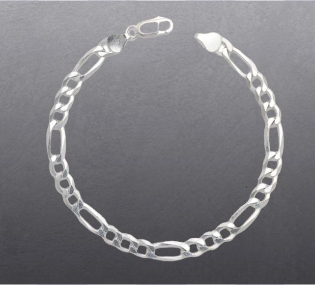 (CEP - 32) .925 Plata Pulsera Estilo Fígaro - JoyeriaParis